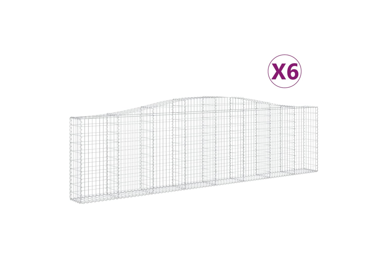 vidaXL 3145830 Arched Gabion Baskets 6 Pcs 400x30x100/120cm Galvanised Iron