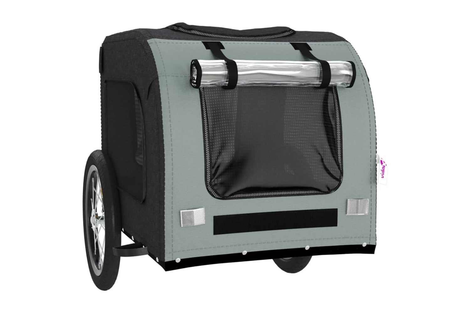 Vidaxl 93832 Pet Bike Trailer Black And Grey Oxford Fabric And Iron-4