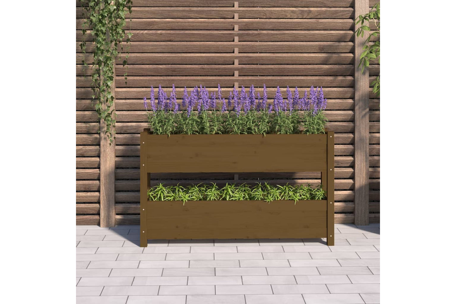 vidaXL 823930 Planter Honey Brown 112x25x66cm Solid Wood Pine-2