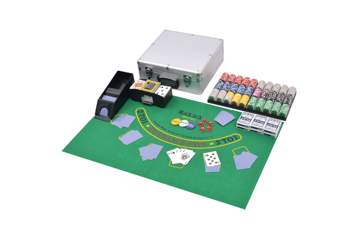 Vidaxl 80186 Combine Poker/blackjack Set With 600 Laser Chips Aluminium-2