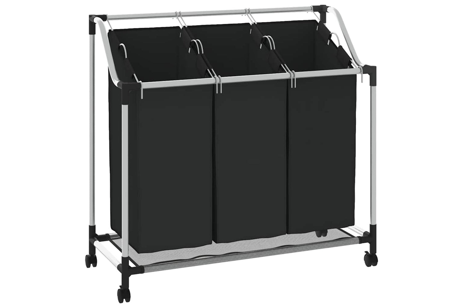 Vidaxl 282426 Laundry Sorter With 3 Bags Black Steel