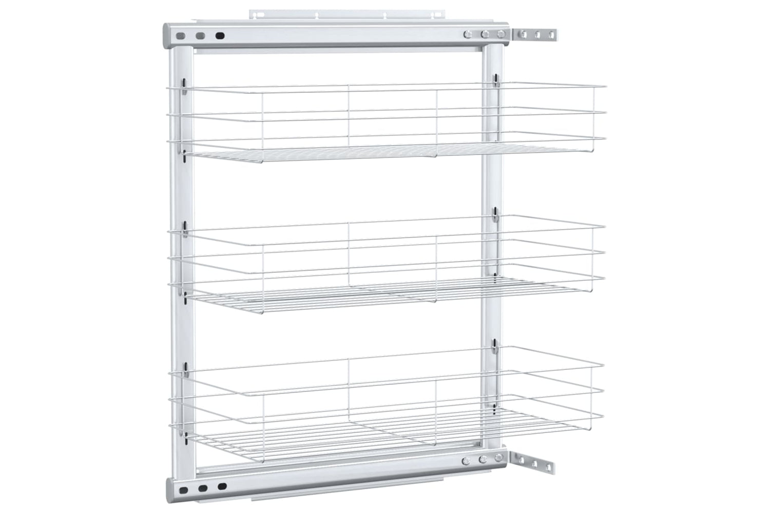 vidaXL 50969 3-tier Pull-out Kitchen Wire Basket Silver 47x25x56cm