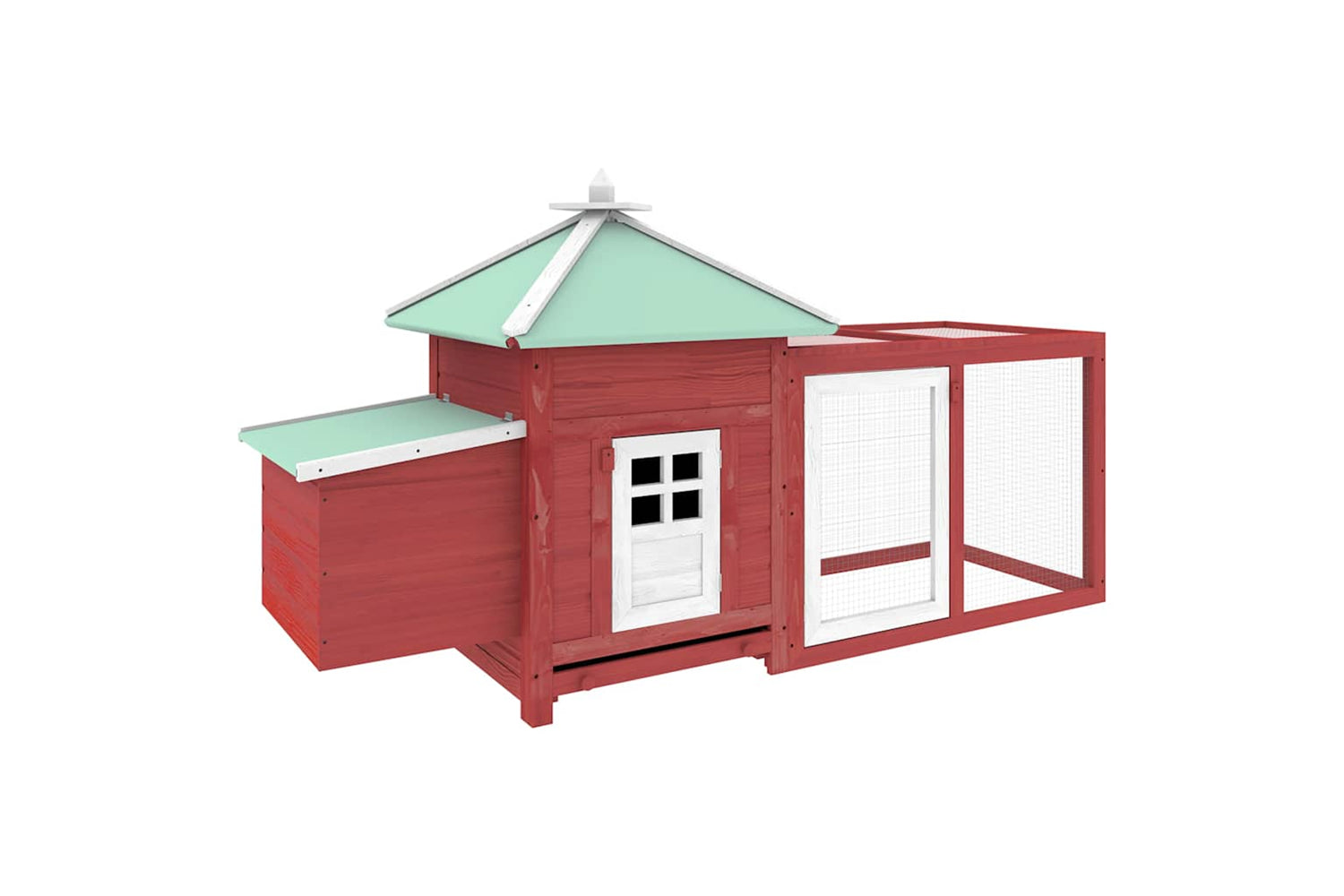 vidaXL 170983 Chicken Coop With Nest Box Red 190x72x102cm Solid Firwood