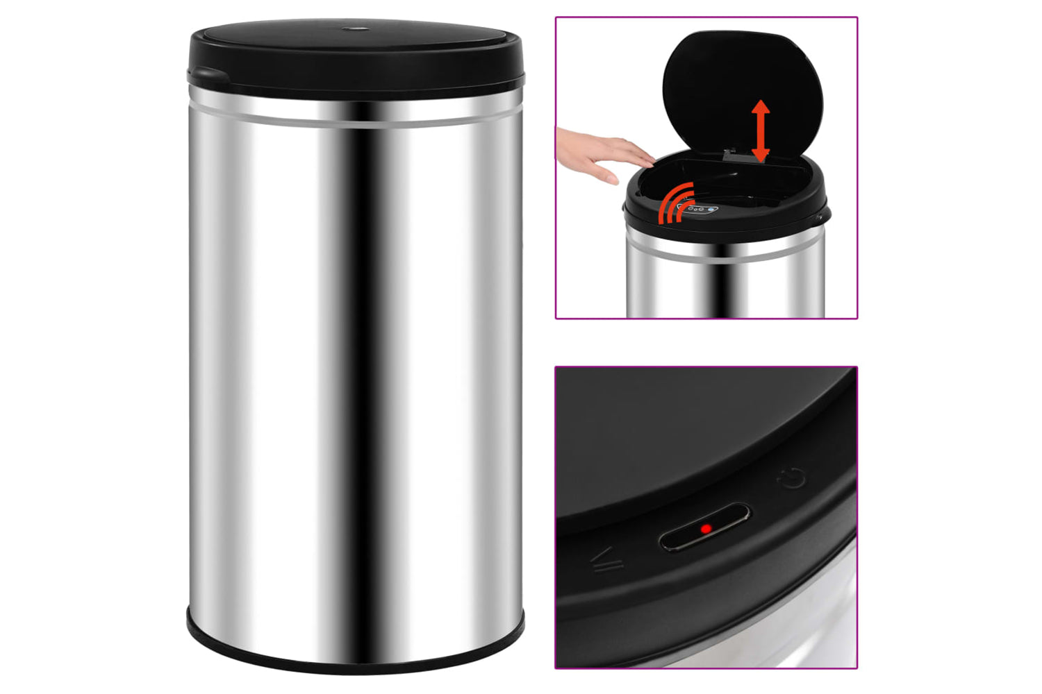 Vidaxl 322695 Automatic Sensor Dustbin 60 L Stainless Steel
