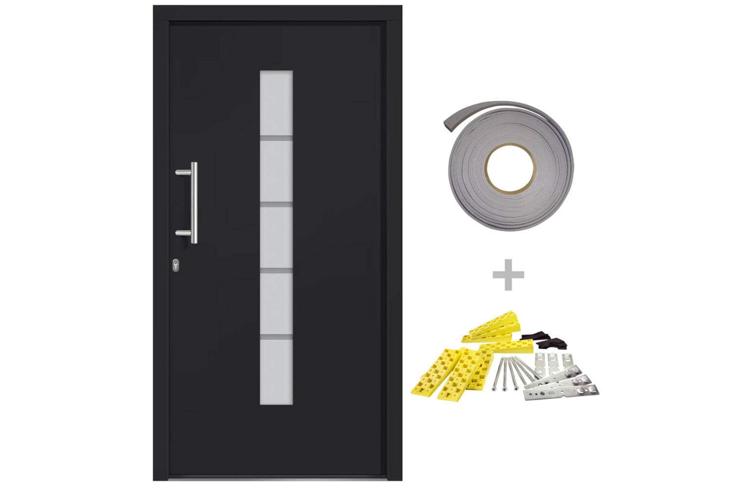 vidaXL 3056817 Front Door Aluminium And Pvc Anthracite 110x210cm-2