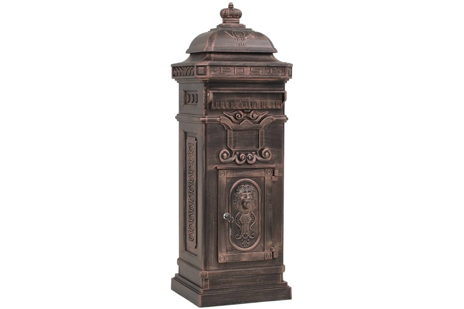 Vidaxl 43892 Pillar Letterbox Aluminium Vintage Style Rustproof Bronze