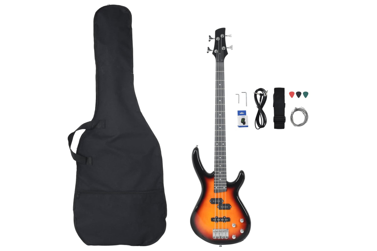 vidaXL 70183 Electric Bass Guitar For Beginner With Bag Brown And Black 4/4 46"-2