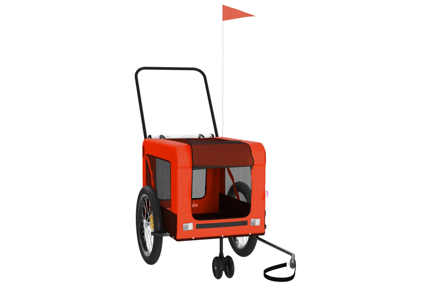 Vidaxl 93942 Pet Bike Trailer Orange And Black Oxford Fabric And Iron