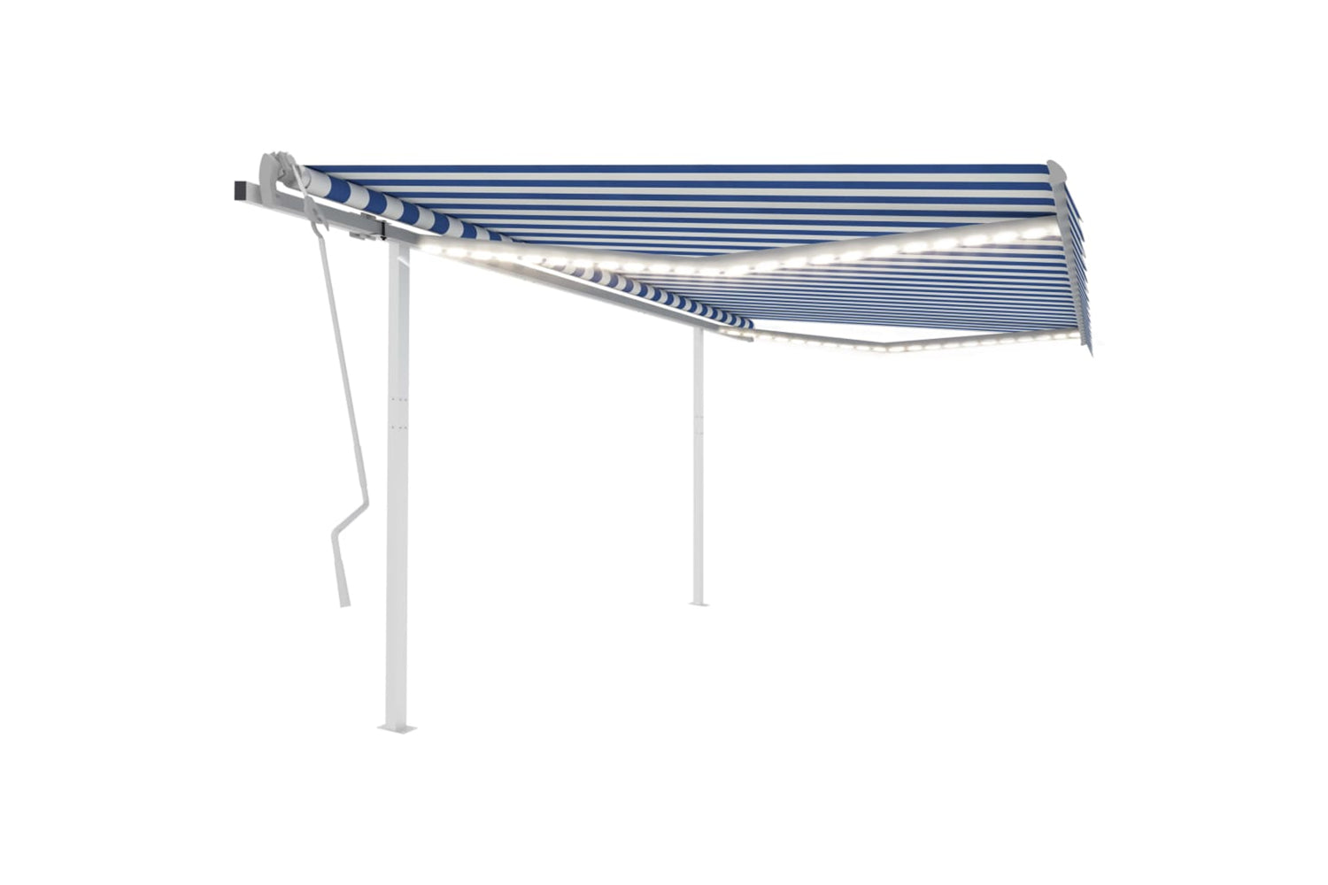 Vidaxl 3070021 Manual Retractable Awning With Led 4x3.5 M Blue And White