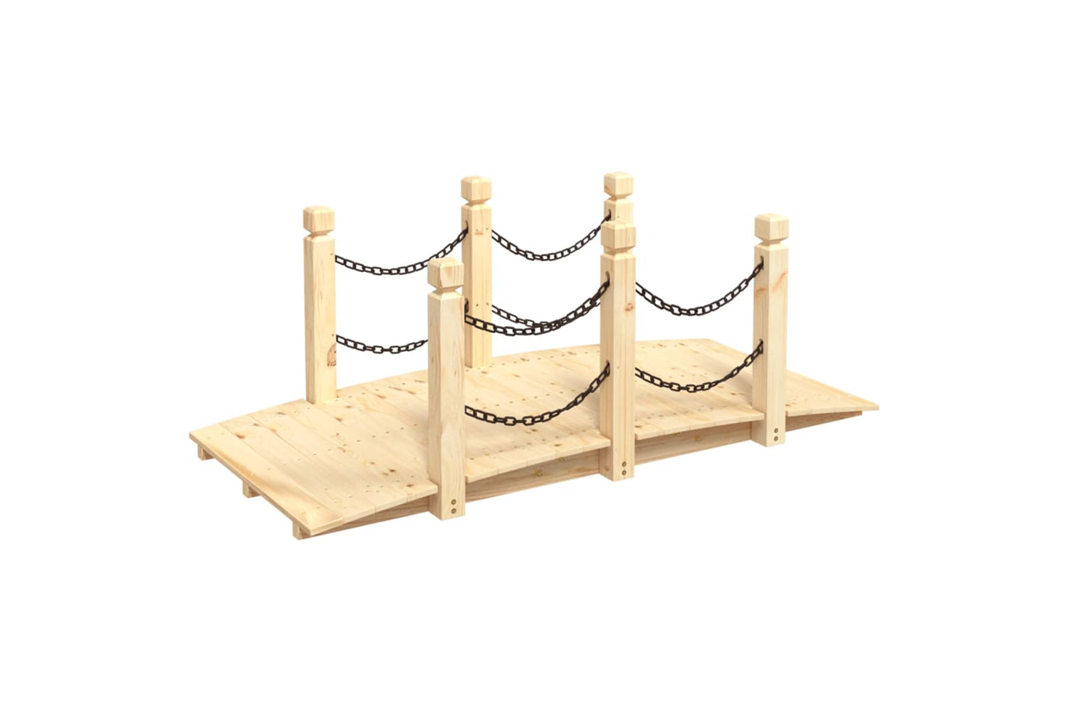 Vidaxl 363357 Garden Bridge With Chain Railings 150x67x56cm Solid Wood Spruce
