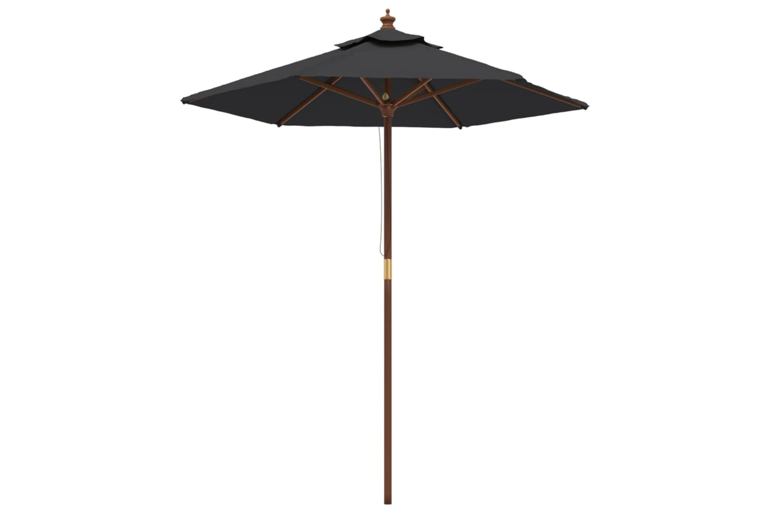 vidaXL 363165 Garden Parasol With Wooden Pole Black 196x231cm