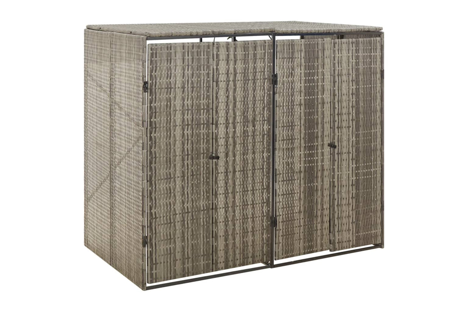 vidaXL 319865 Double Wheelie Bin Shed Grey 140x80x117cm Poly Rattan