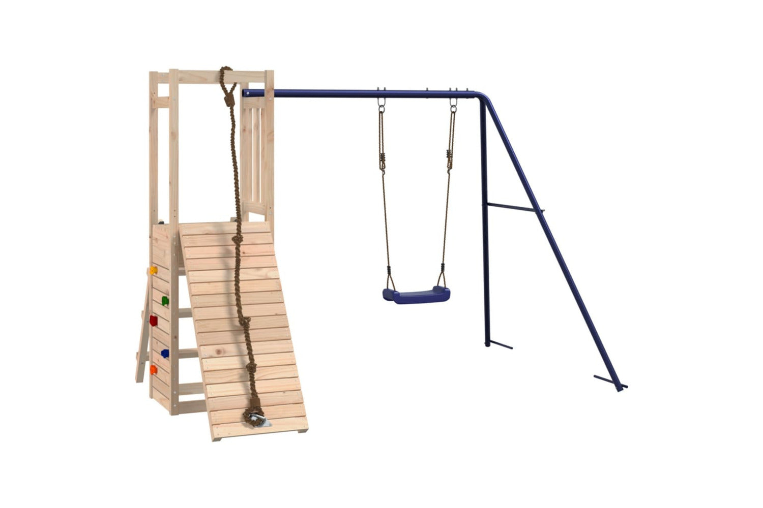 Vidaxl 3155918 Playhouse With Swing Climbing Wall Solid Wood Pine-2