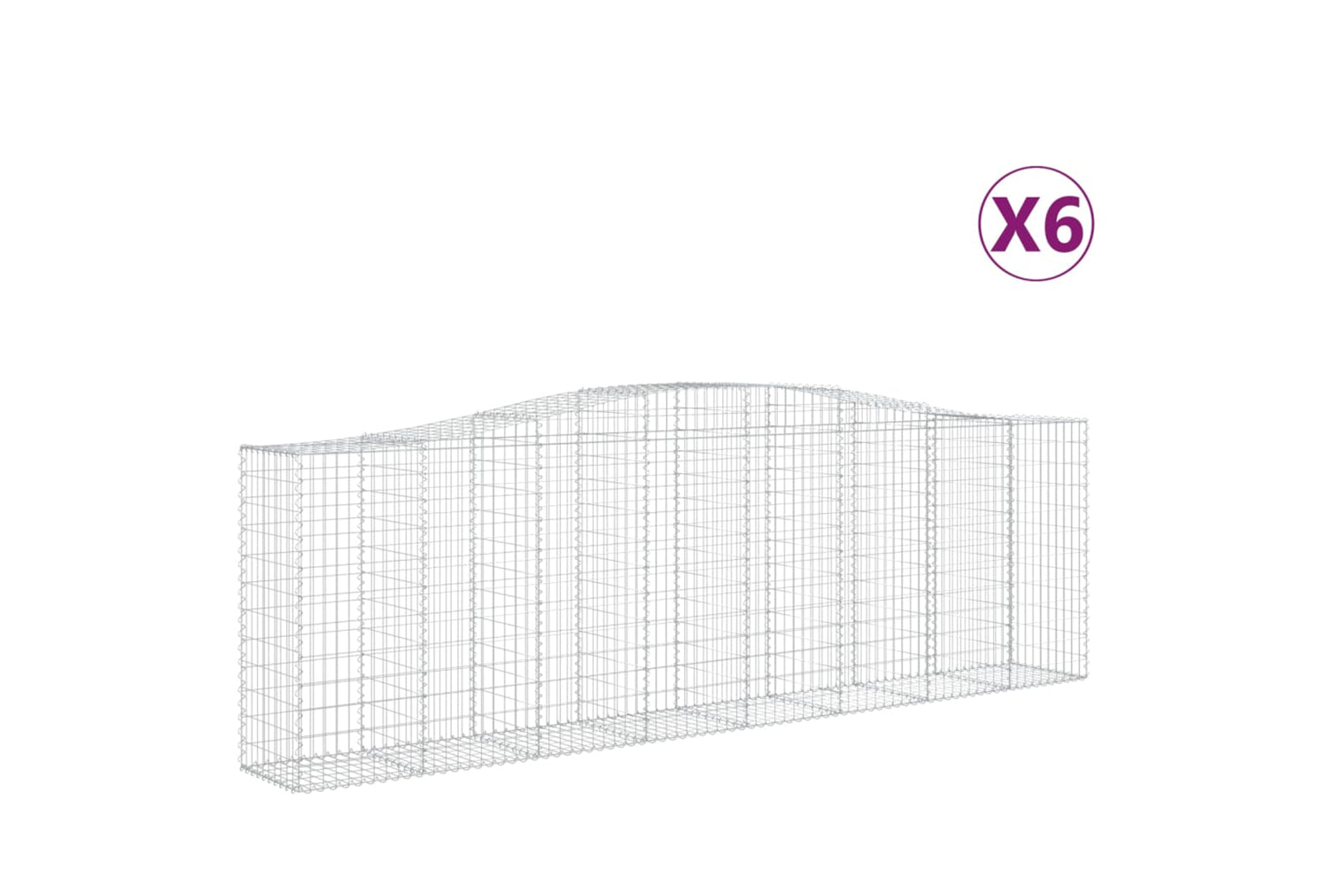 vidaXL 3145973 Arched Gabion Baskets 6 Pcs 400x50x120/140cm Galvanised Iron