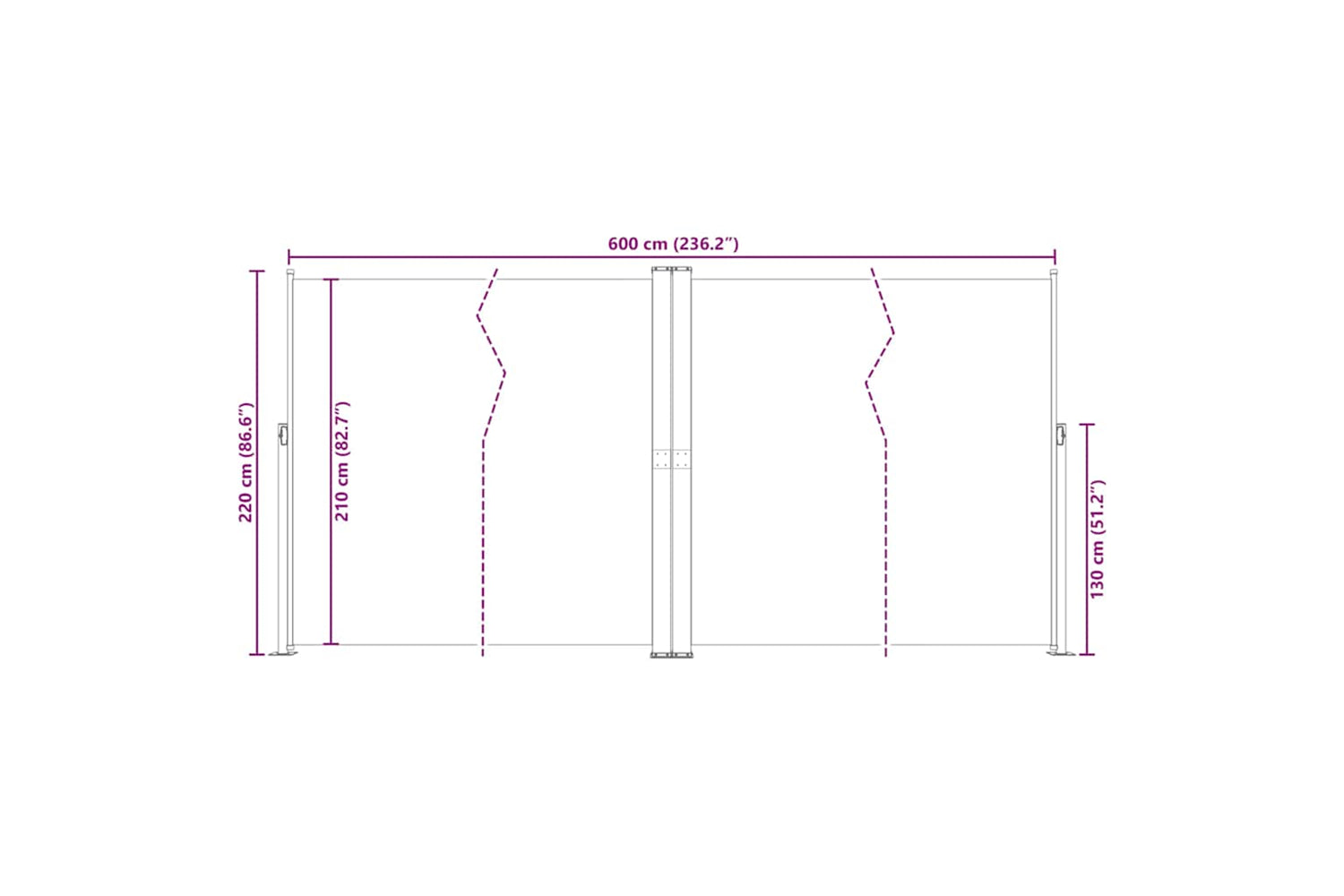vidaXL 318015 Retractable Side Awning Brown 220x600cm-8