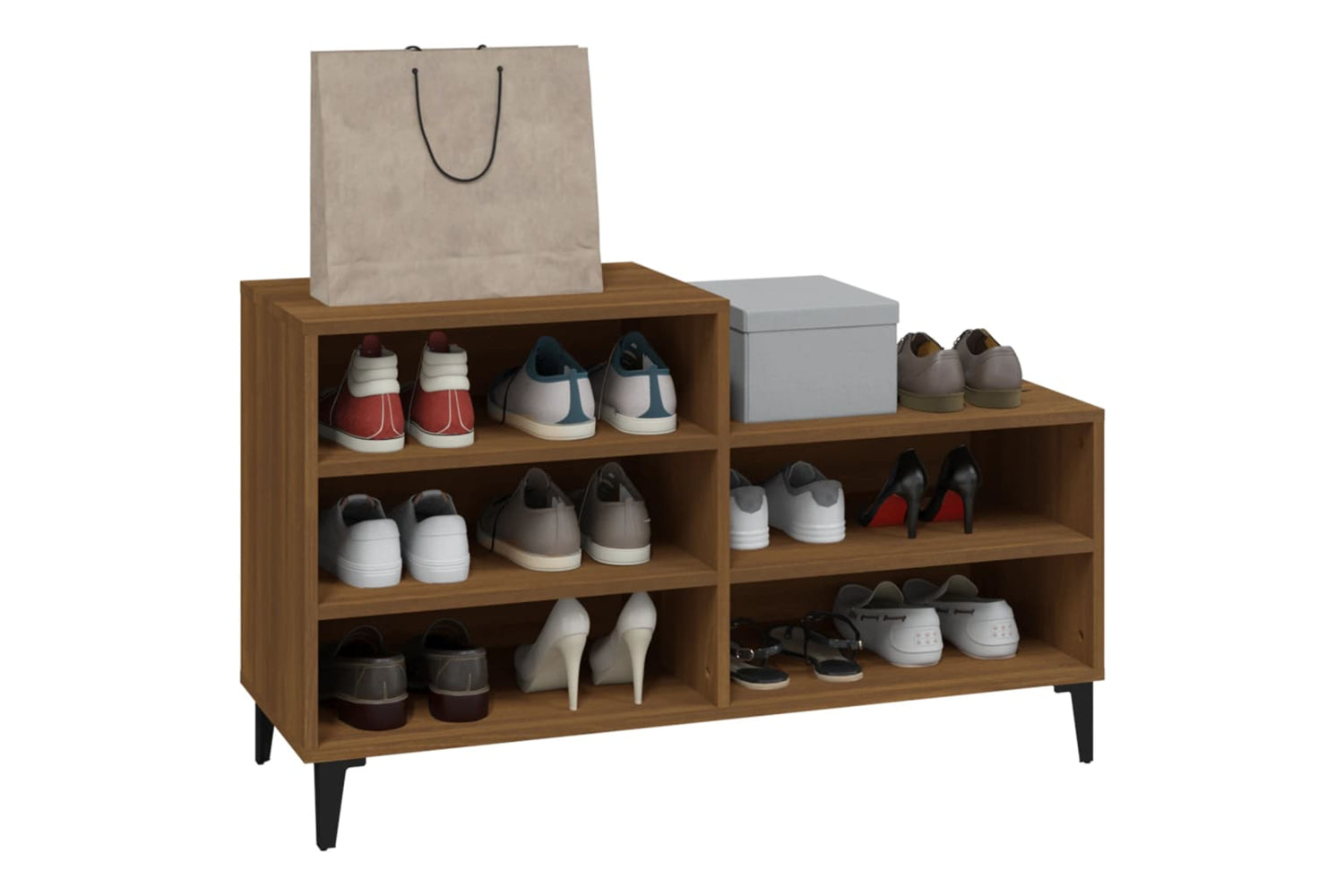 vidaXL 819739 Shoe Cabinet Brown Oak 102x36x60cm Engineered Wood-6
