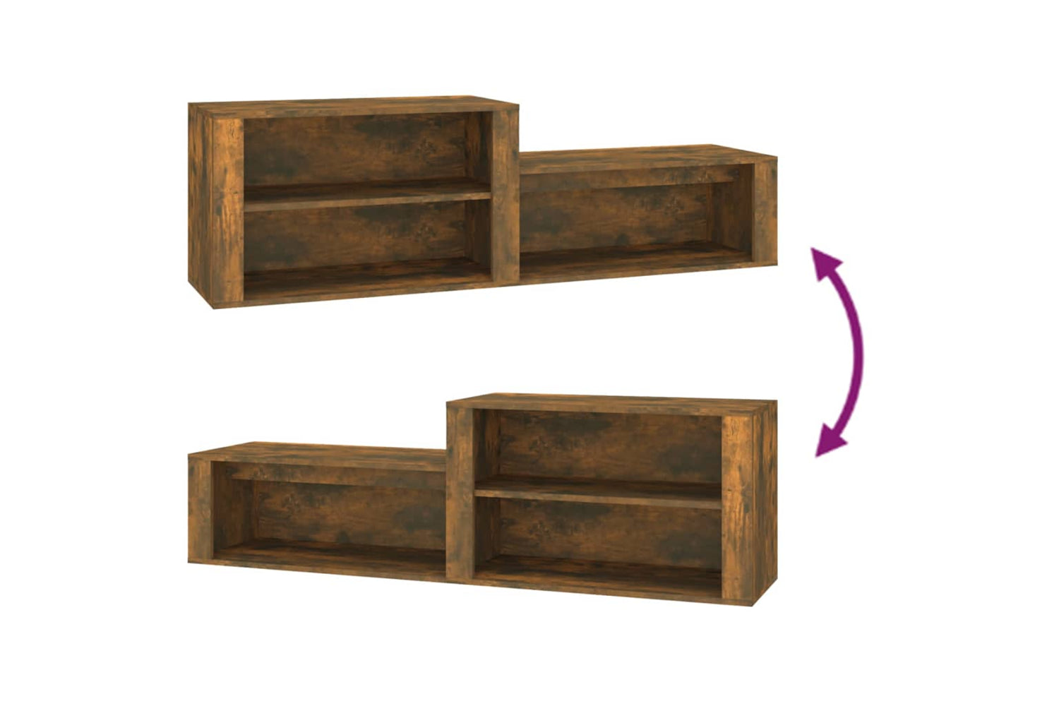 vidaXL 816917 Shoe Cabinet Smoked Oak 150x35x45cm Engineered Wood-6