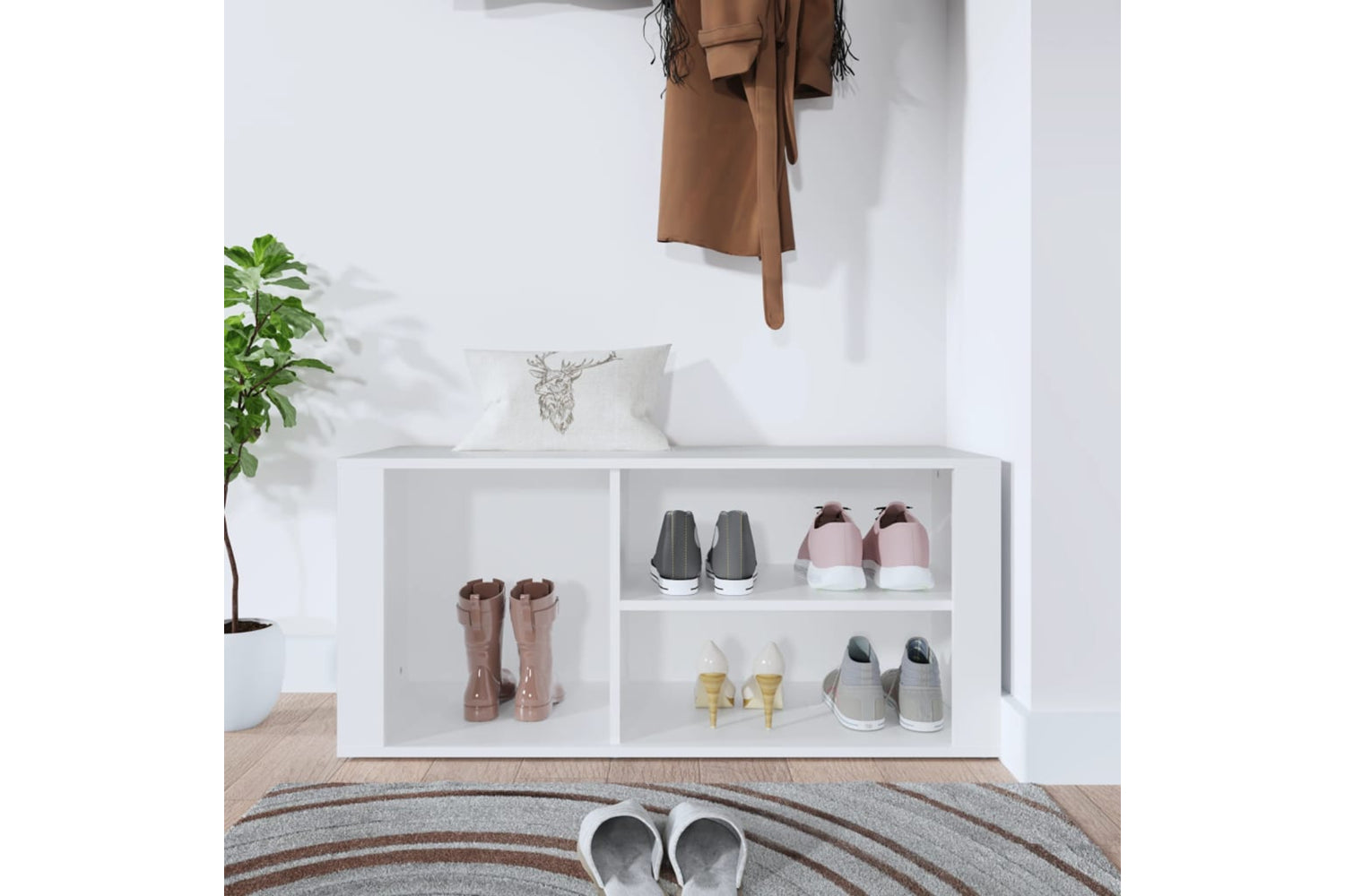 vidaXL 816920 Shoe Cabinet White 100x35x45cm Engineered Wood-2