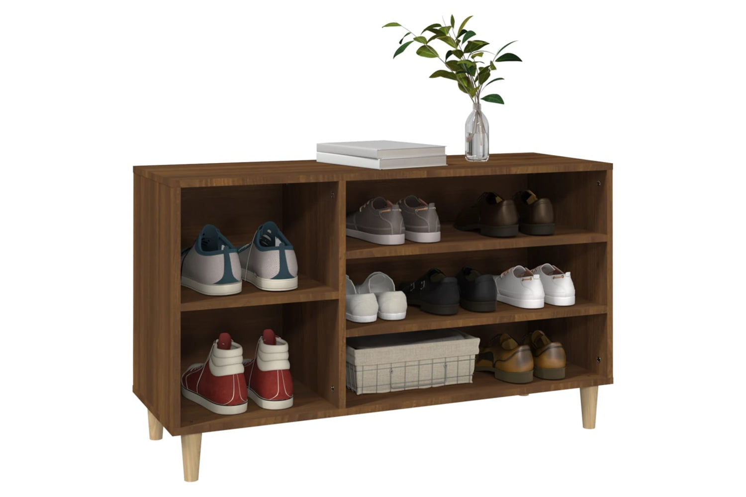vidaXL 819747 Shoe Cabinet Brown Oak 102x36x60cm Engineered Wood-3