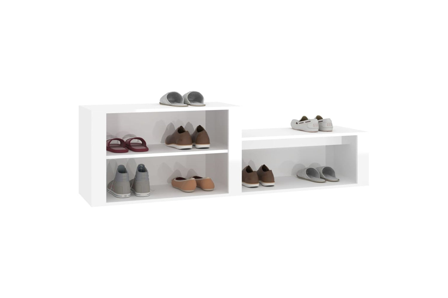 vidaXL 816914 Shoe Cabinet High Gloss White 150x35x45cm Engineered Wood-3