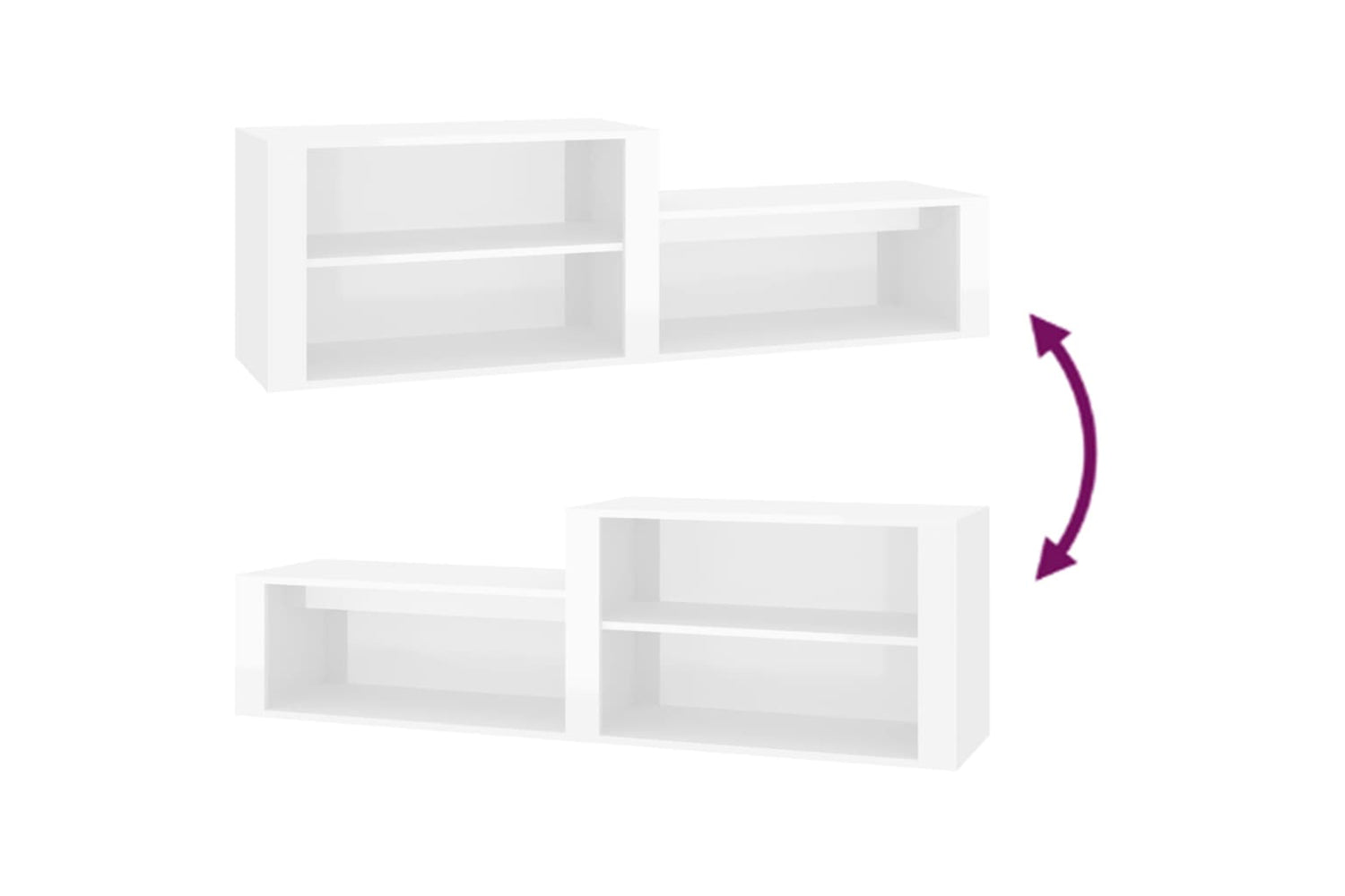vidaXL 816914 Shoe Cabinet High Gloss White 150x35x45cm Engineered Wood-6
