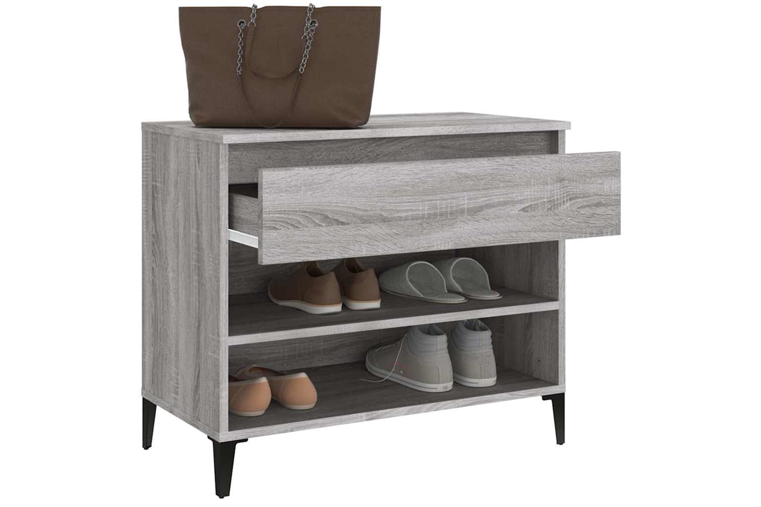 vidaXL 819770 Shoe Cabinet Grey Sonoma 70x36x60cm Engineered Wood-4