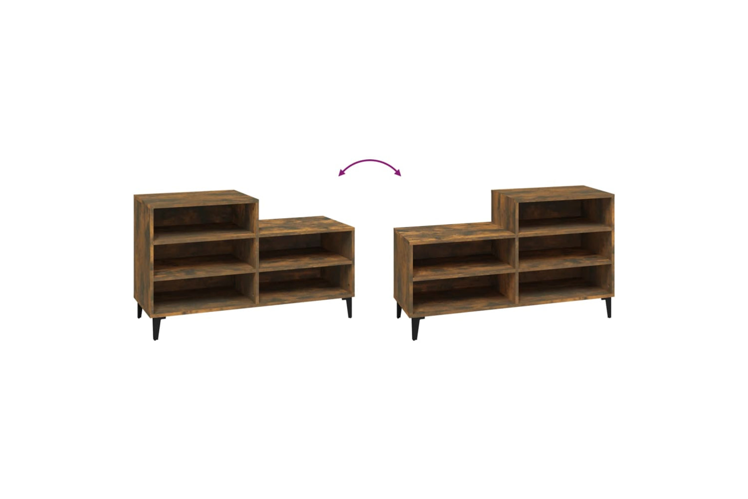 vidaXL 819737 Shoe Cabinet Smoked Oak 102x36x60cm Engineered Wood-4
