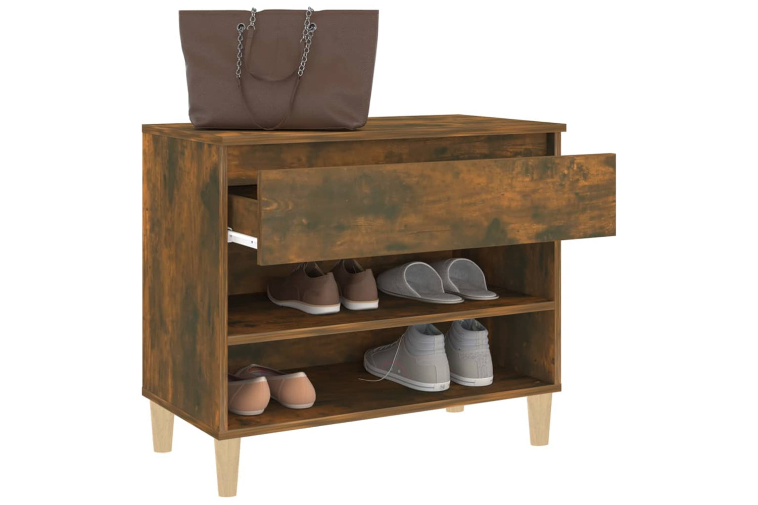vidaXL 819761 Shoe Cabinet Smoked Oak 70x36x60cm Engineered Wood-4