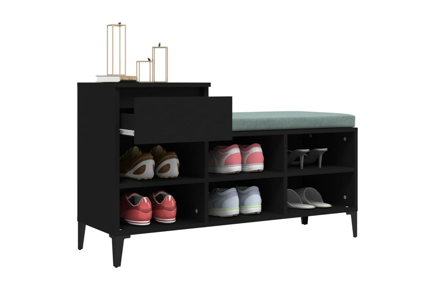 vidaXL 821213 Shoe Cabinet Black 102x36x60cm Engineered Wood-4