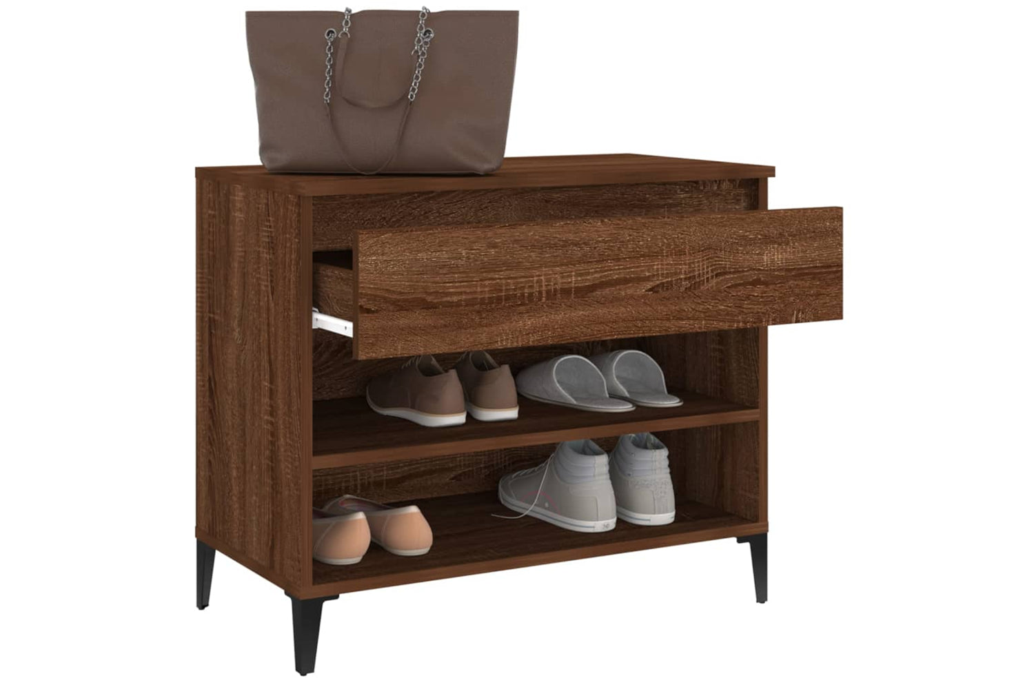 vidaXL 819771 Shoe Cabinet Brown Oak 70x36x60cm Engineered Wood-4