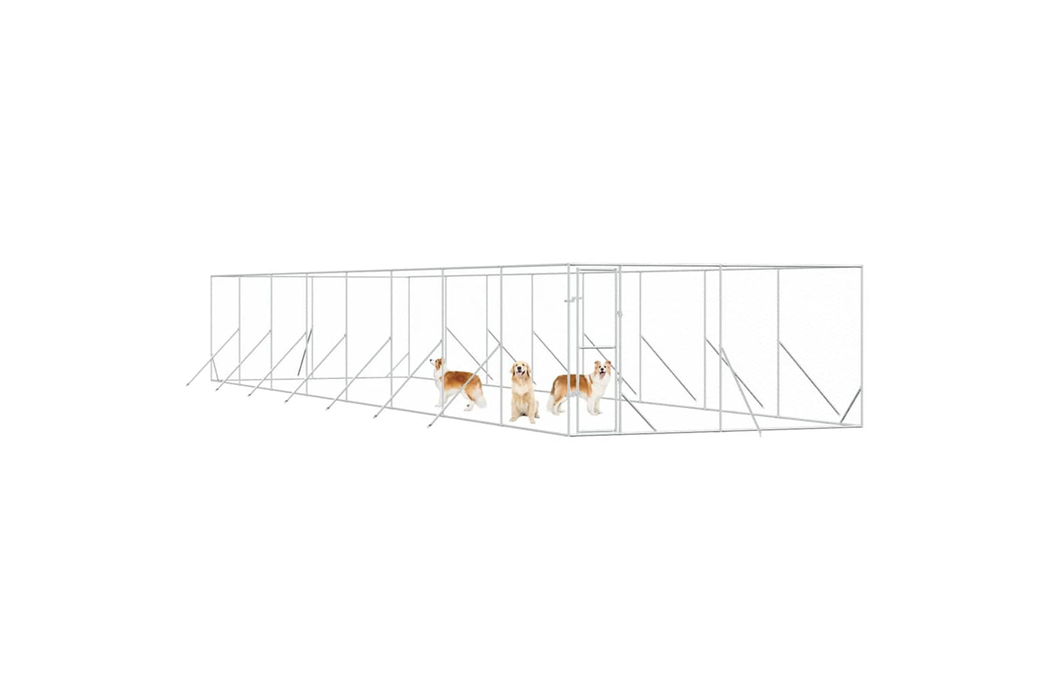 Vidaxl 3190458 Outdoor Dog Kennel Silver 4x16x2 M Galvanised Steel-3