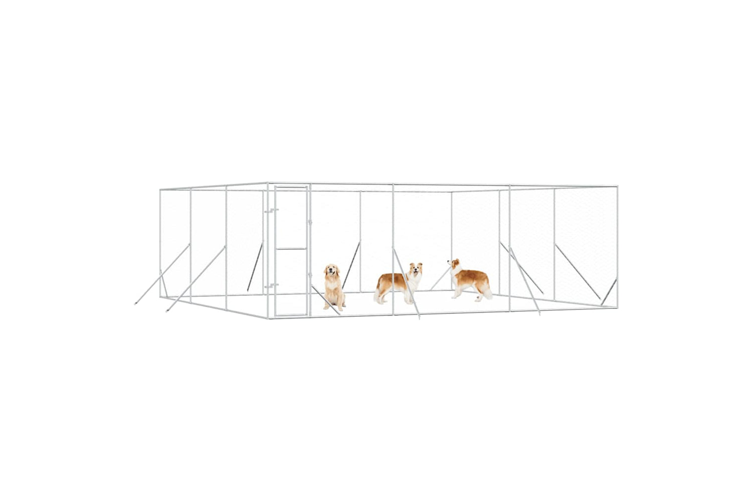Vidaxl 3190460 Outdoor Dog Kennel Silver 6x6x2 M Galvanised Steel-3