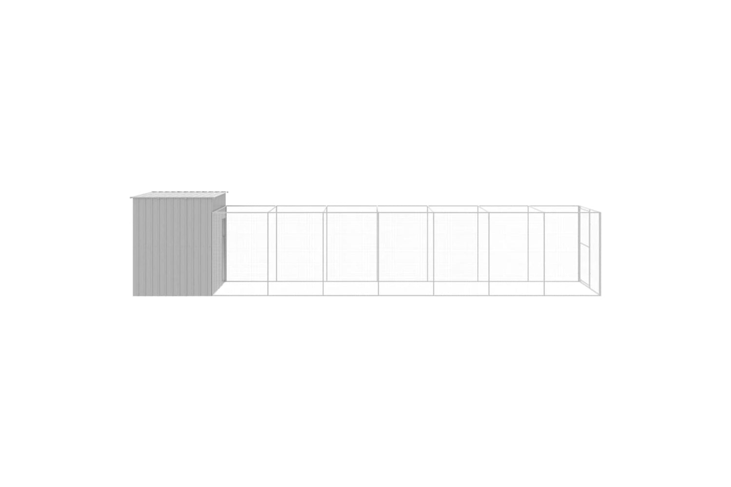 vidaXL 3189128 Dog House With Run Light Grey 214x865x181cm Galvanised Steel-3