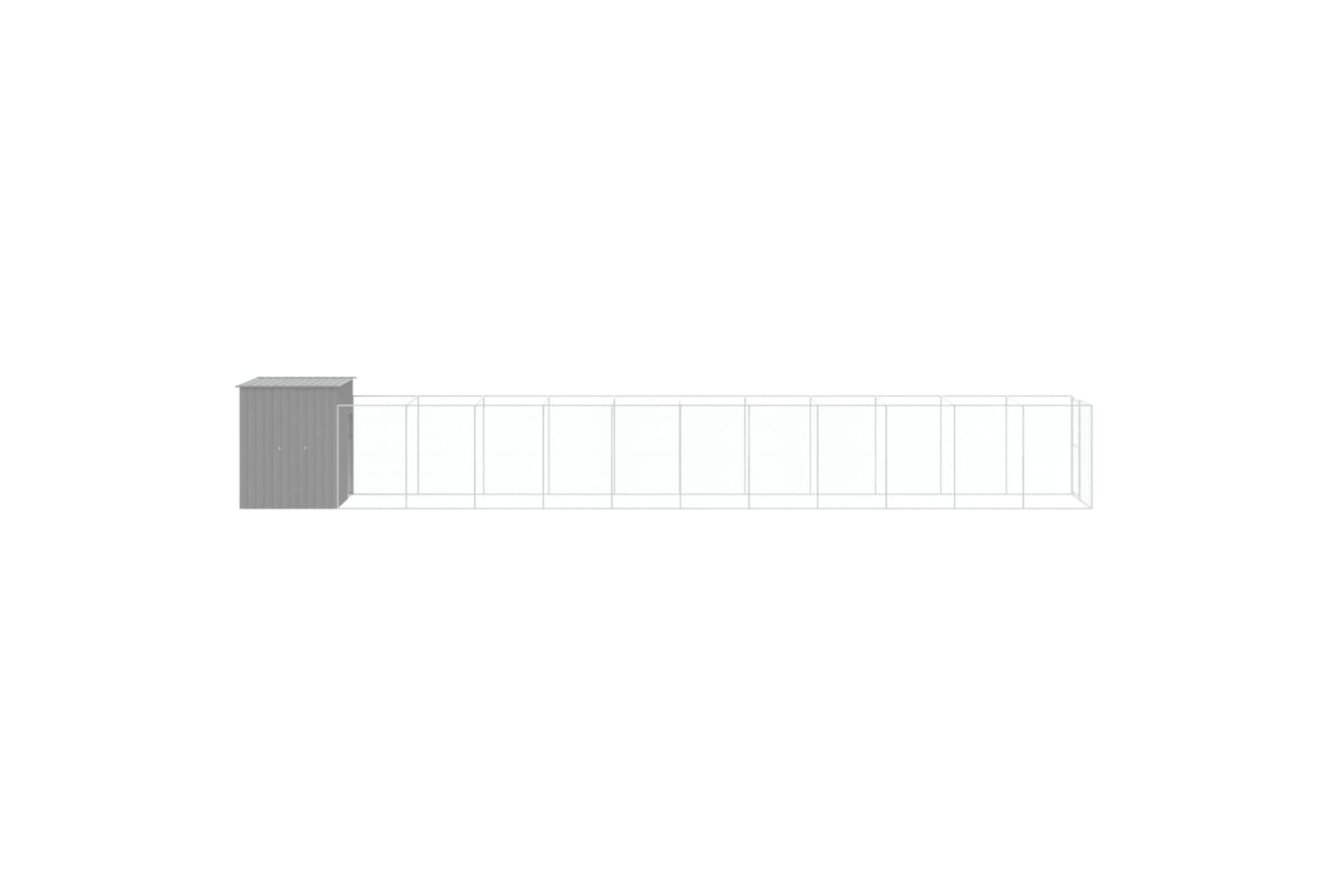 vidaXL 3189108 Dog House With Run Light Grey 165x1271x181cm Galvanised Steel-3