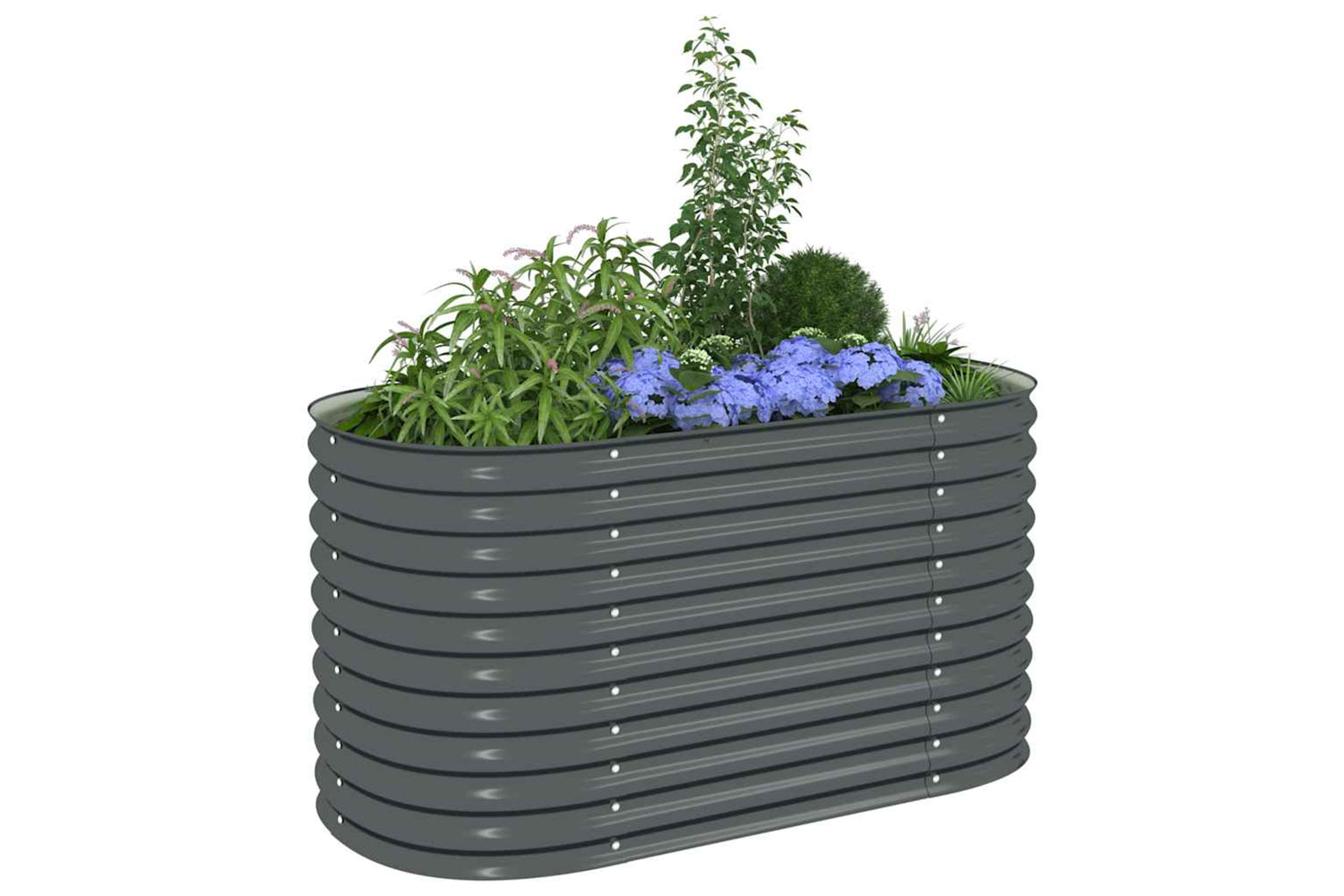 vidaXL Garden Raised Bed 160x80x81cm Galvanised Steel Grey-3