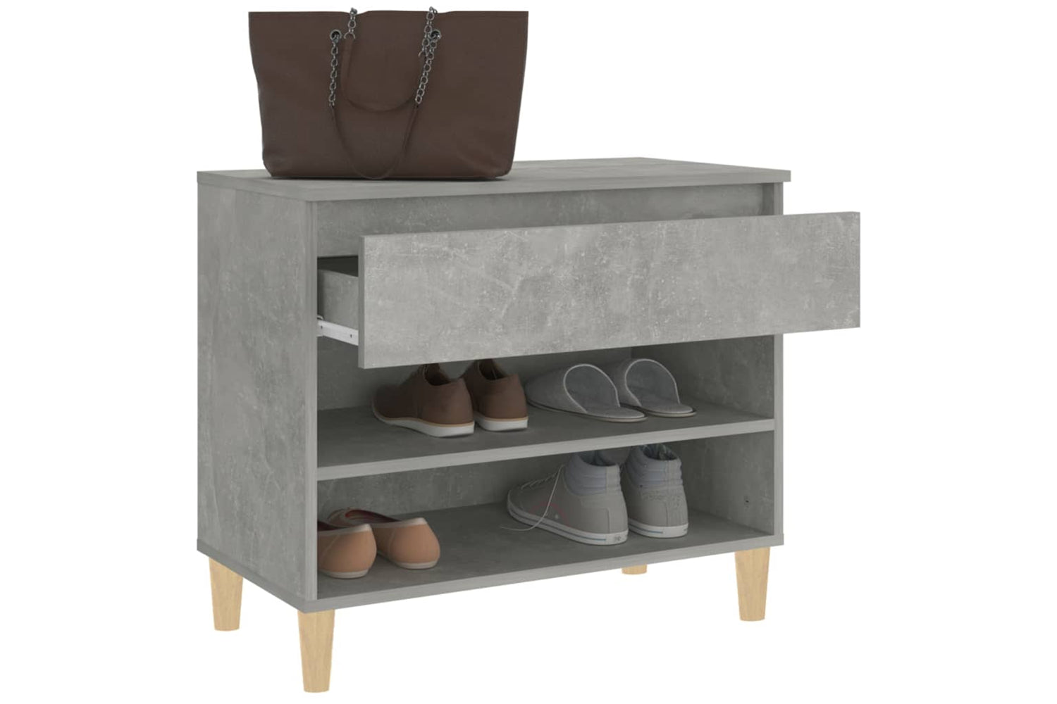 vidaXL 819760 Shoe Cabinet Concrete Grey 70x36x60cm Engineered Wood-4