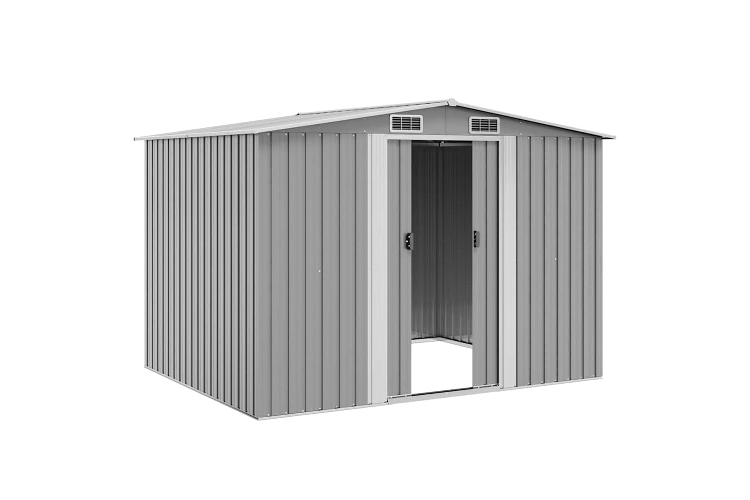 vidaXL 42907 Garden Storage Shed Grey Metal 257x205x178cm-4