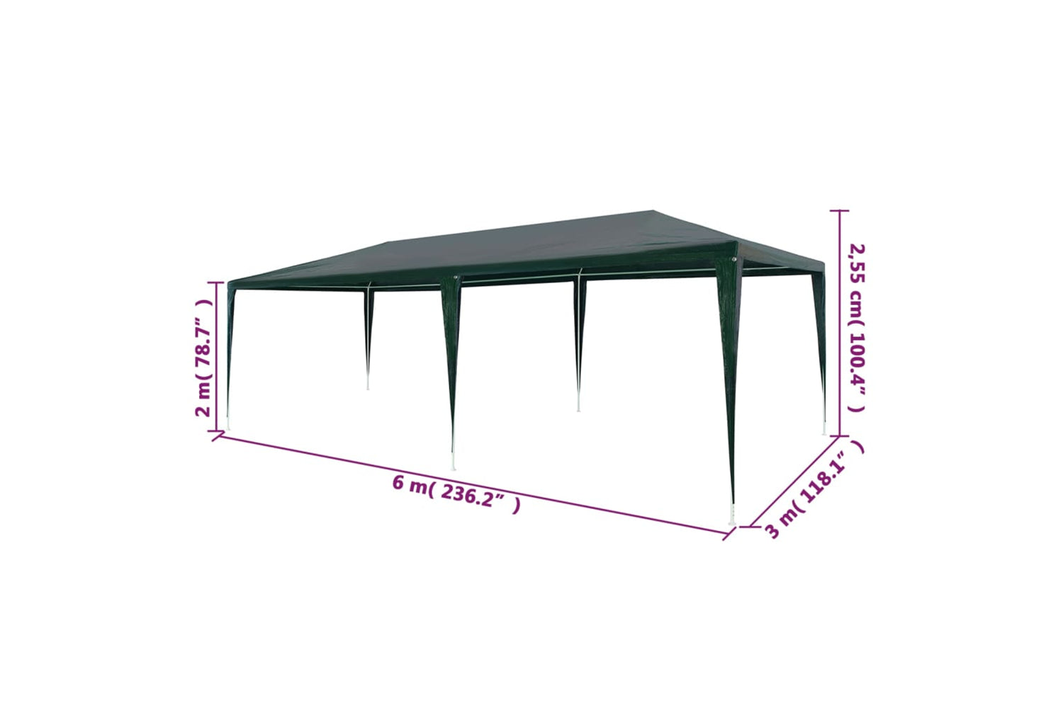 Vidaxl 45093 Party Tent 3x6 M Pe Green-6