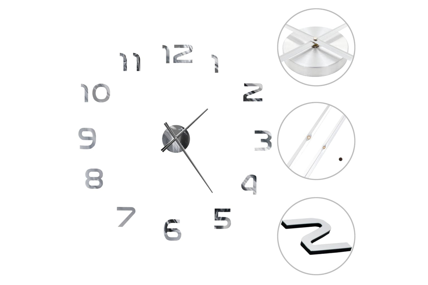 Vidaxl 50634 3D Wall Clock Modern Design 100 cm | Silver-4