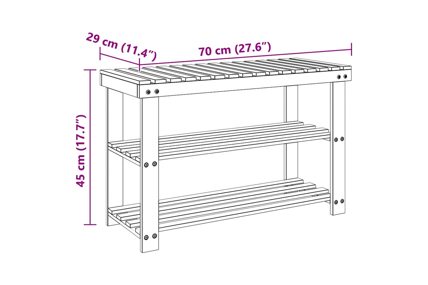 Vidaxl 276040 2-in-1 Shoe Rack With Bench Top 2 Pcs Solid Wood-5