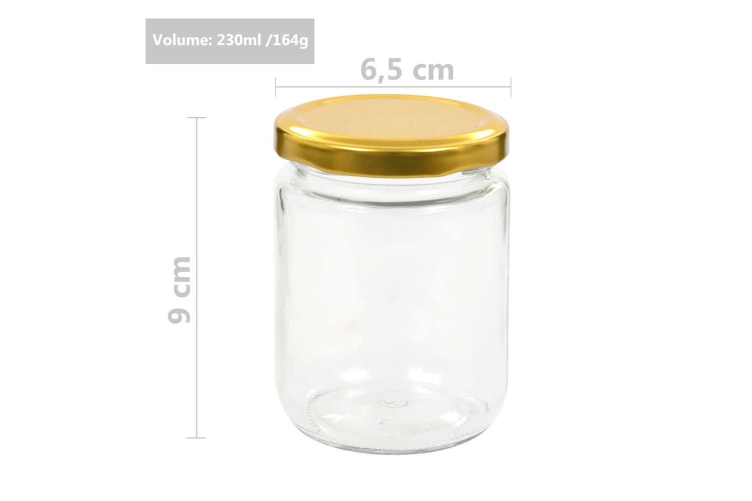 Vidaxl 50802 Glass Jam Jars With Gold Lid 48 Pcs 230 Ml-6