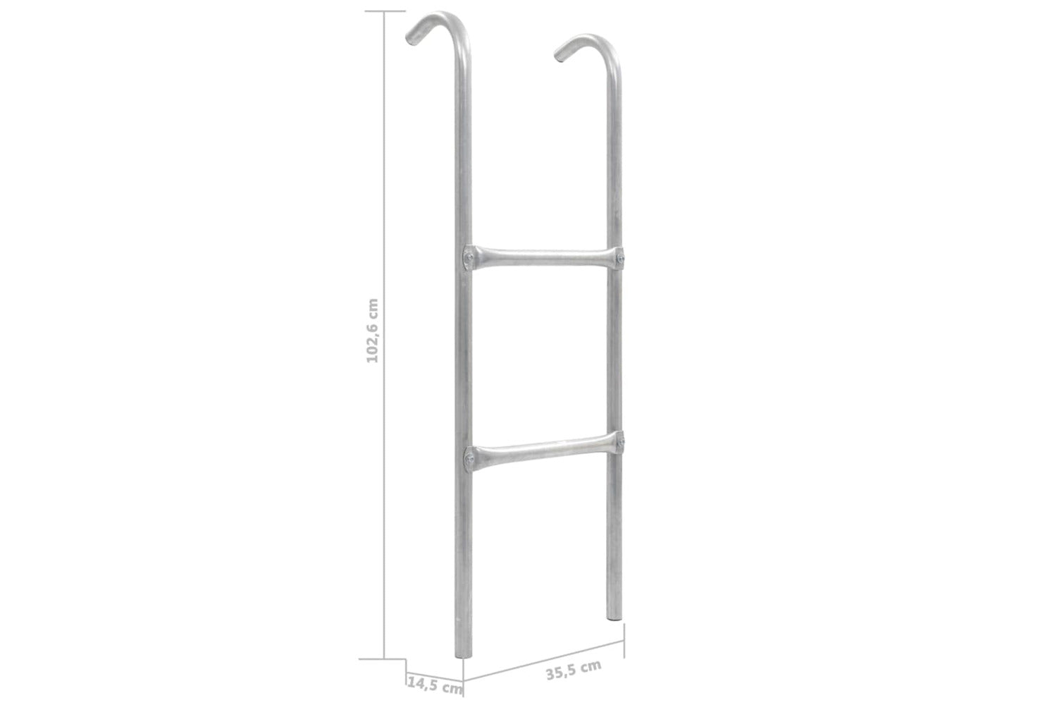 vidaXL 92409 2-step Trampoline Ladder Steel Silver 102.6cm-3