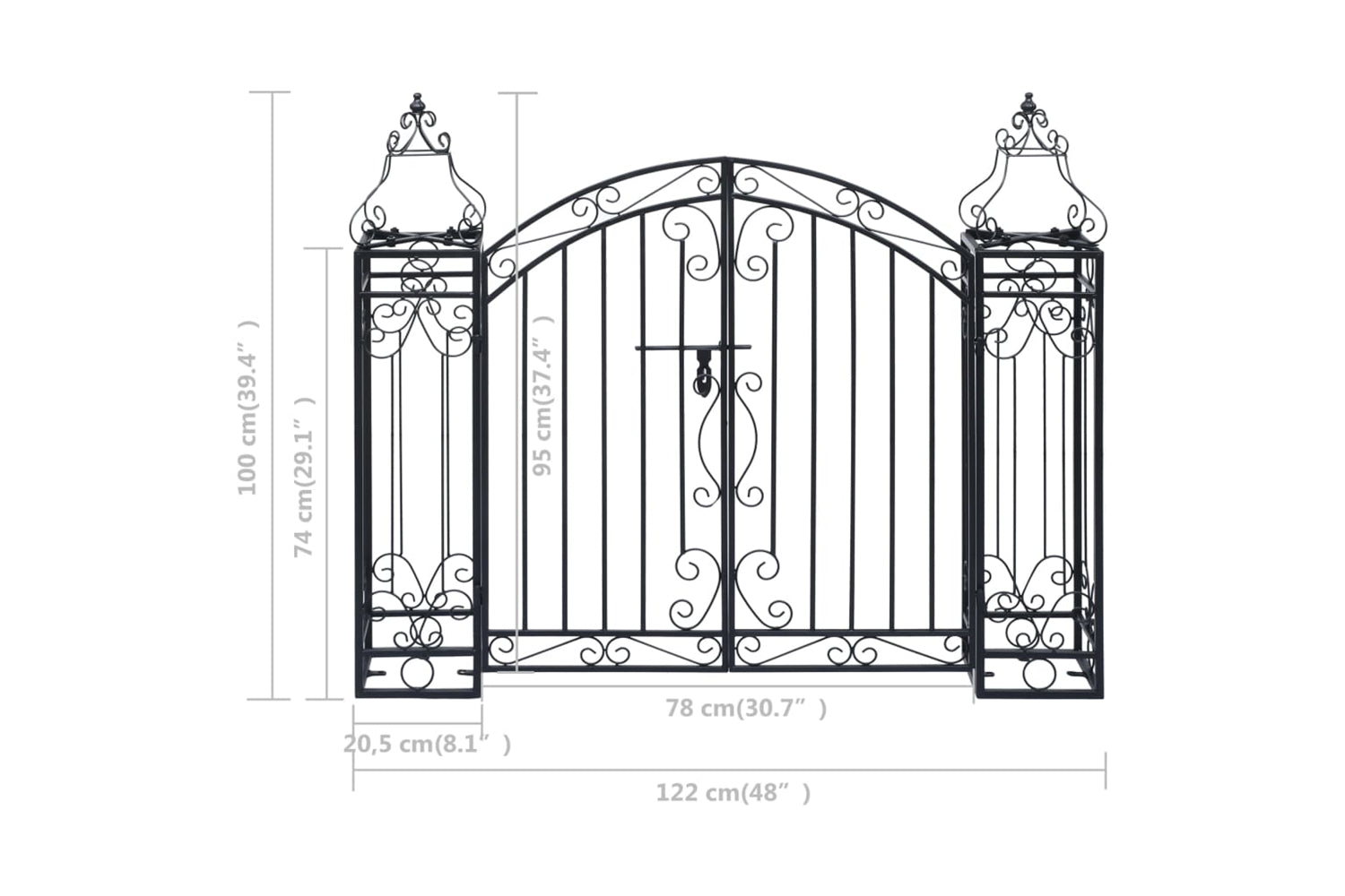 vidaXL 49419 Ornamental Garden Gate Wrought Iron 122x20.5x100cm-6