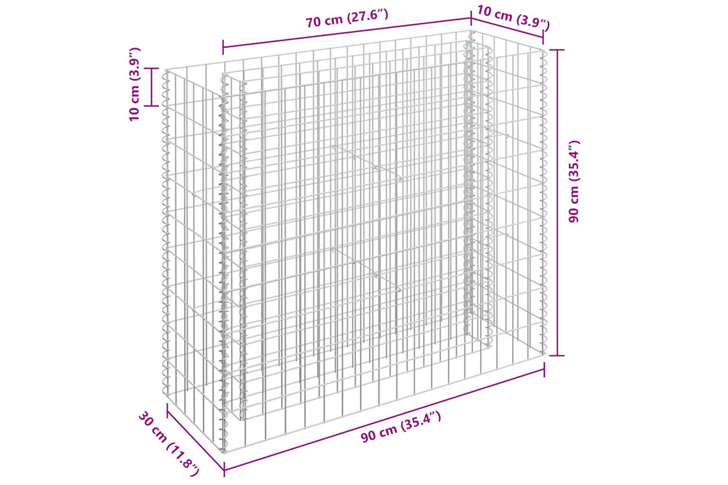 vidaXL 145631 Gabion Raised Bed Galvanised Steel 90x30x90cm-6