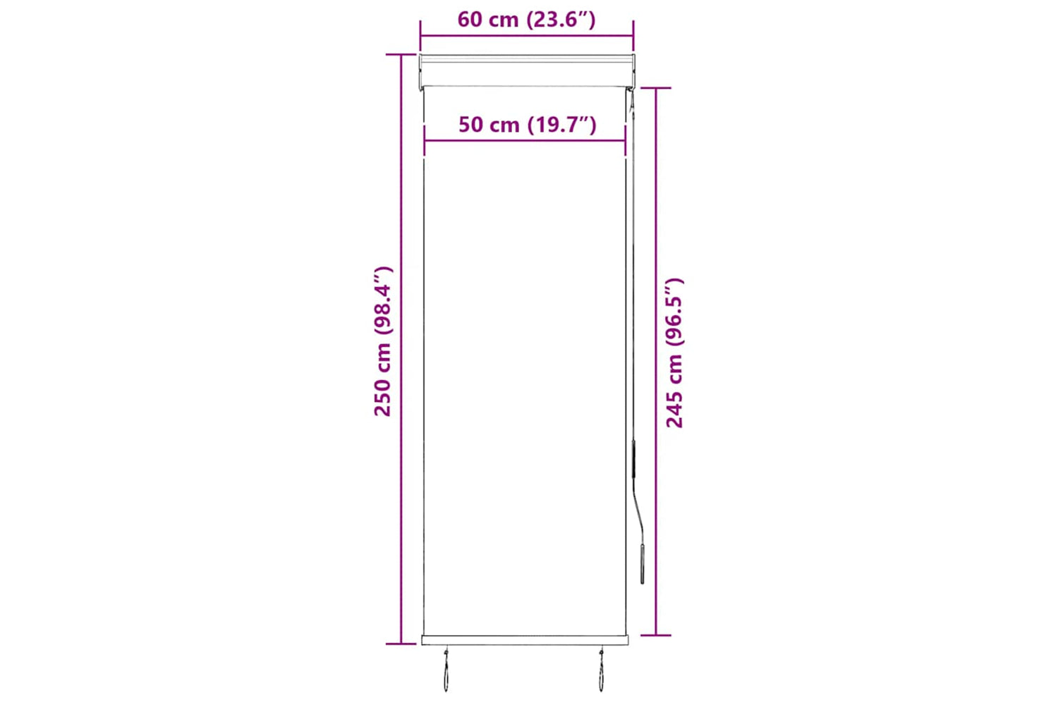 vidaXL 145943 Outdoor Roller Blind 60x250cm Blue And White-9