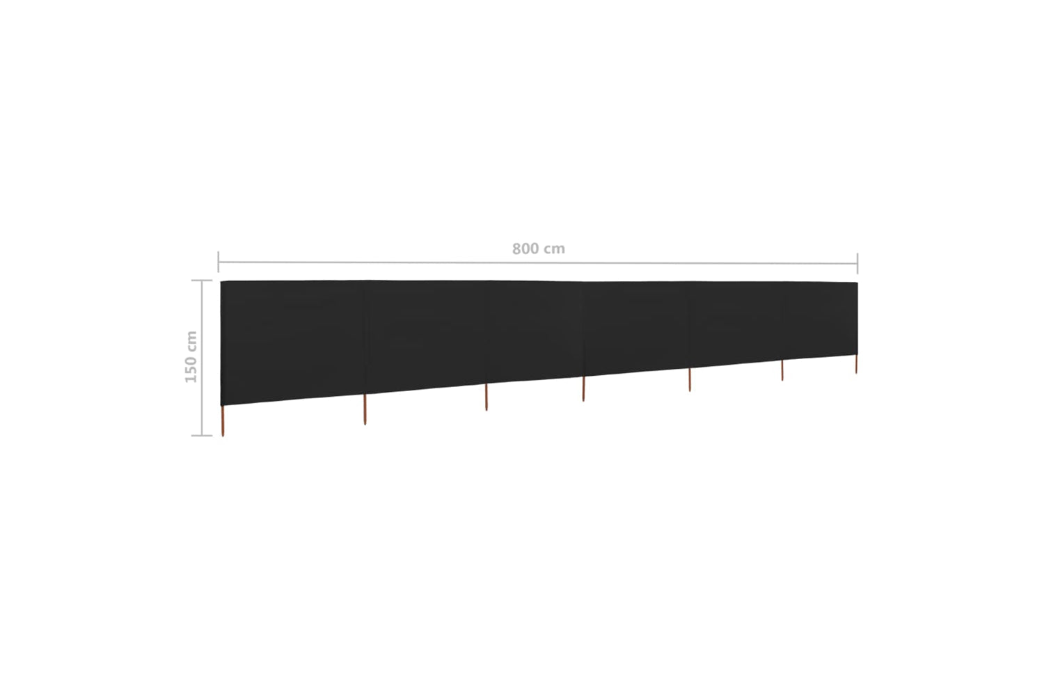 vidaXL 47178 6-panel Wind Screen Fabric 800x120cm Black-6