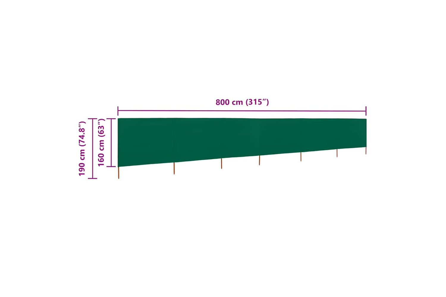 vidaXL 47181 6-panel Wind Screen Fabric 800x160cm Green-6