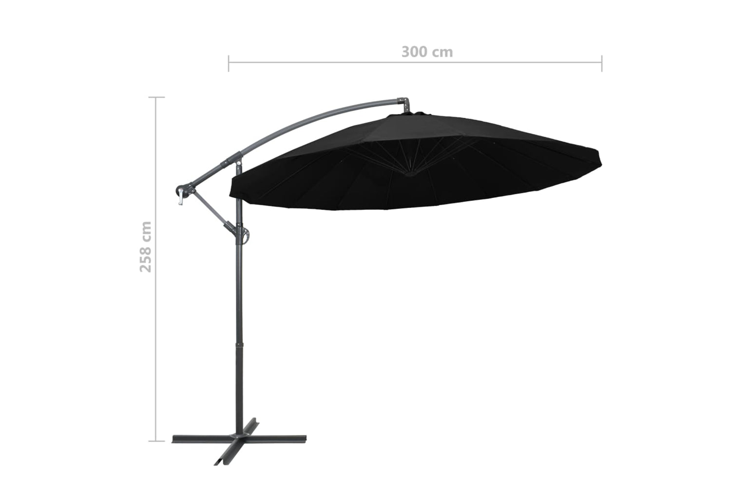 Vidaxl 47226 Hanging Parasol Black 3 M Aluminium Pole-9