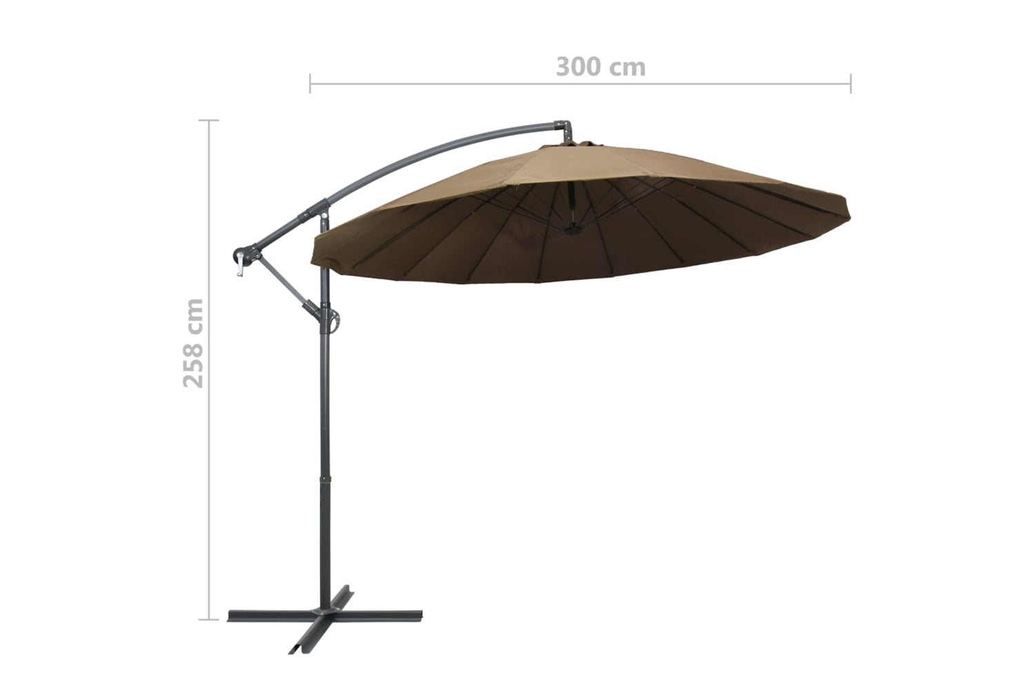 Vidaxl 47223 Hanging Parasol Taupe 3 M Aluminium Pole-9
