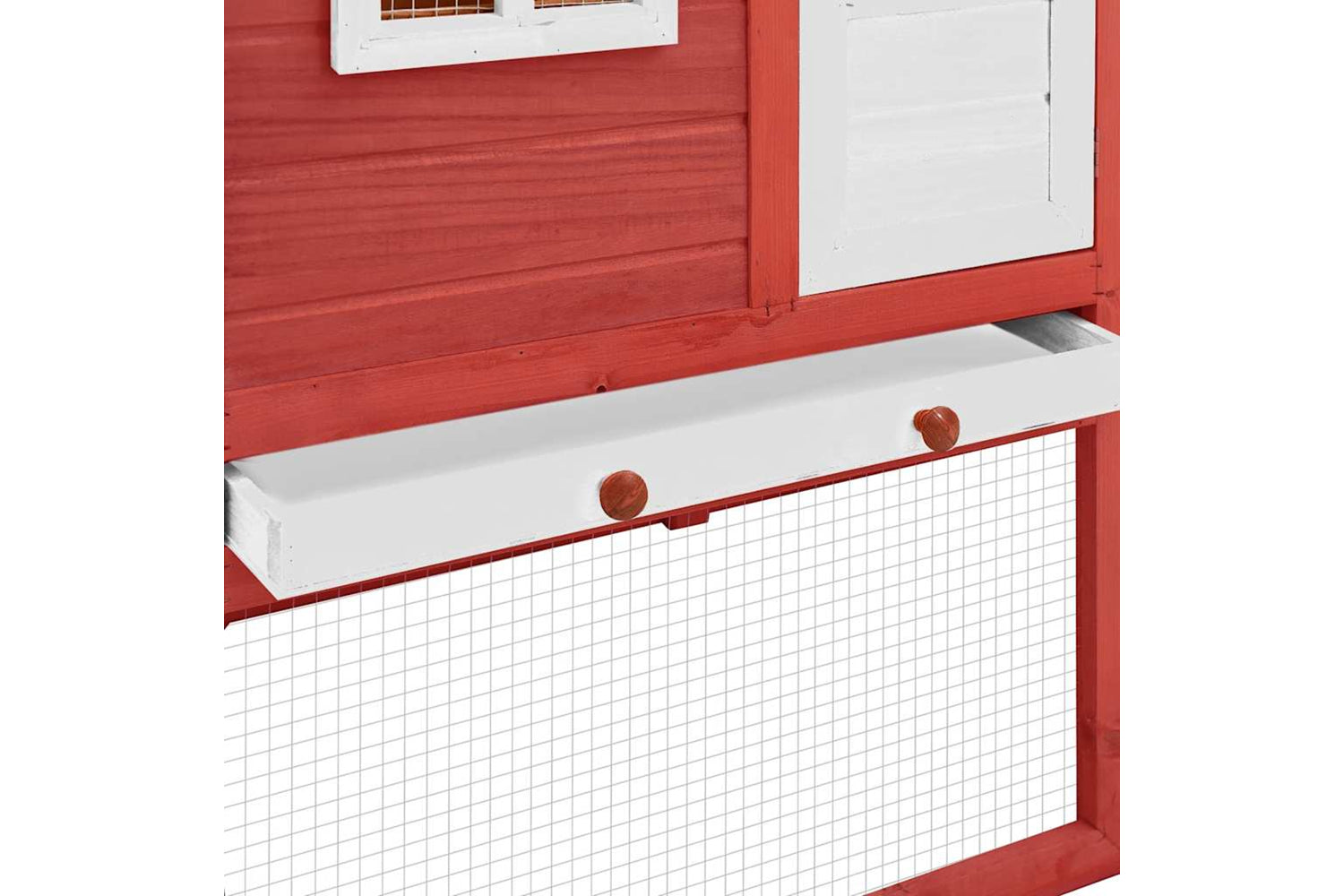 Vidaxl 170867 Chicken Coop With Nest Box Red And White Solid Fir Wood-8